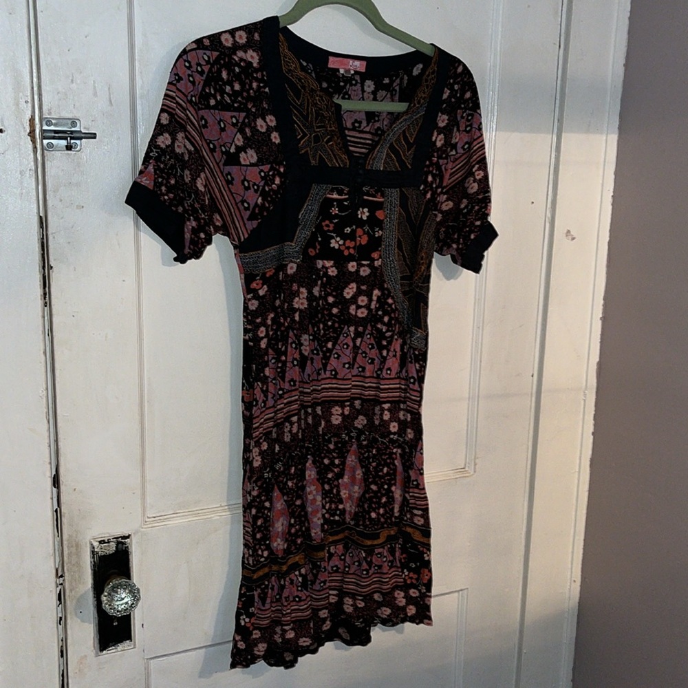 Boho mini dress RAINBOW PAISLEY PRINT